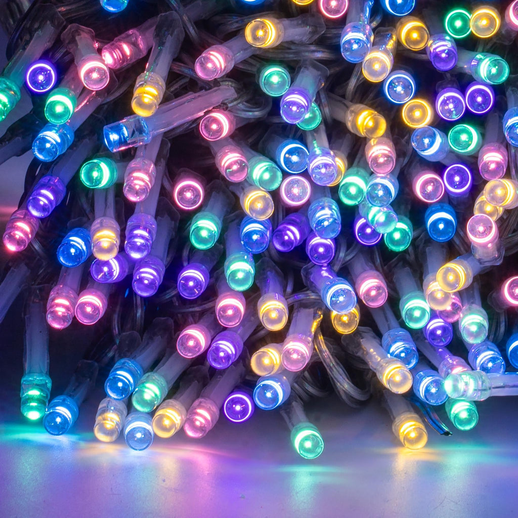 DAZZLE BRIGHT Halloween 300 LED String Lights, 100FT String Lights with 8 Lighting Modes, Halloween Decorations for Party Carnival Supplies, Outdoor Yard Garden Decor (Purple & Orange)
