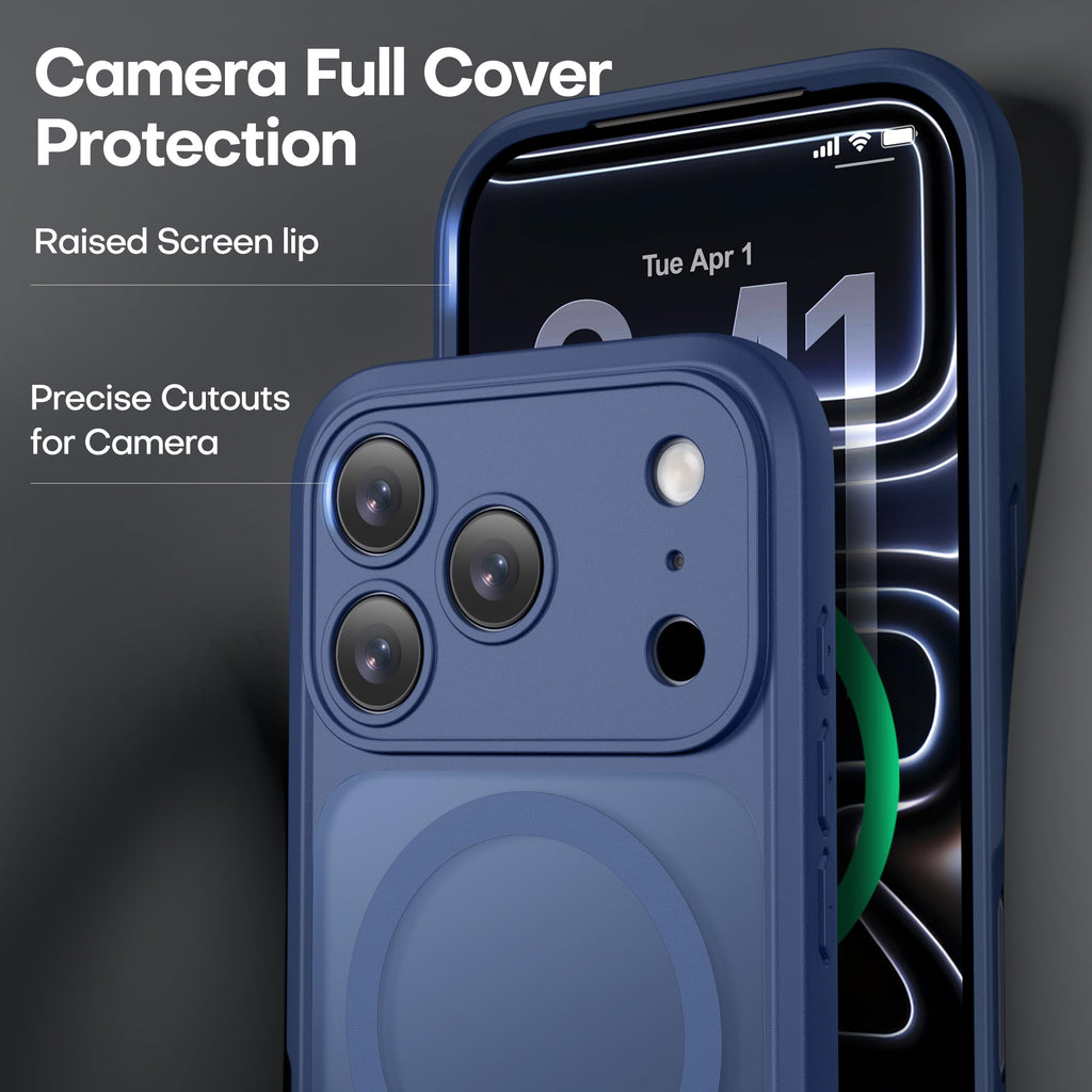 ImpactStrong Magnetic Guard Designed for iPhone 13 Case [Camera Protection] [Military Grade Drop Tested] [Compatible with MagSafe] Slim Translucent Matte Phone Case (6.1") - Black
