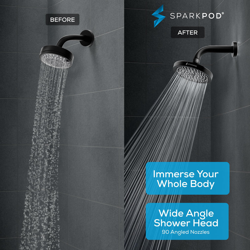 SparkPod Rain Shower Head, 6 Inch Round, Luxury Polished Chrome Finish