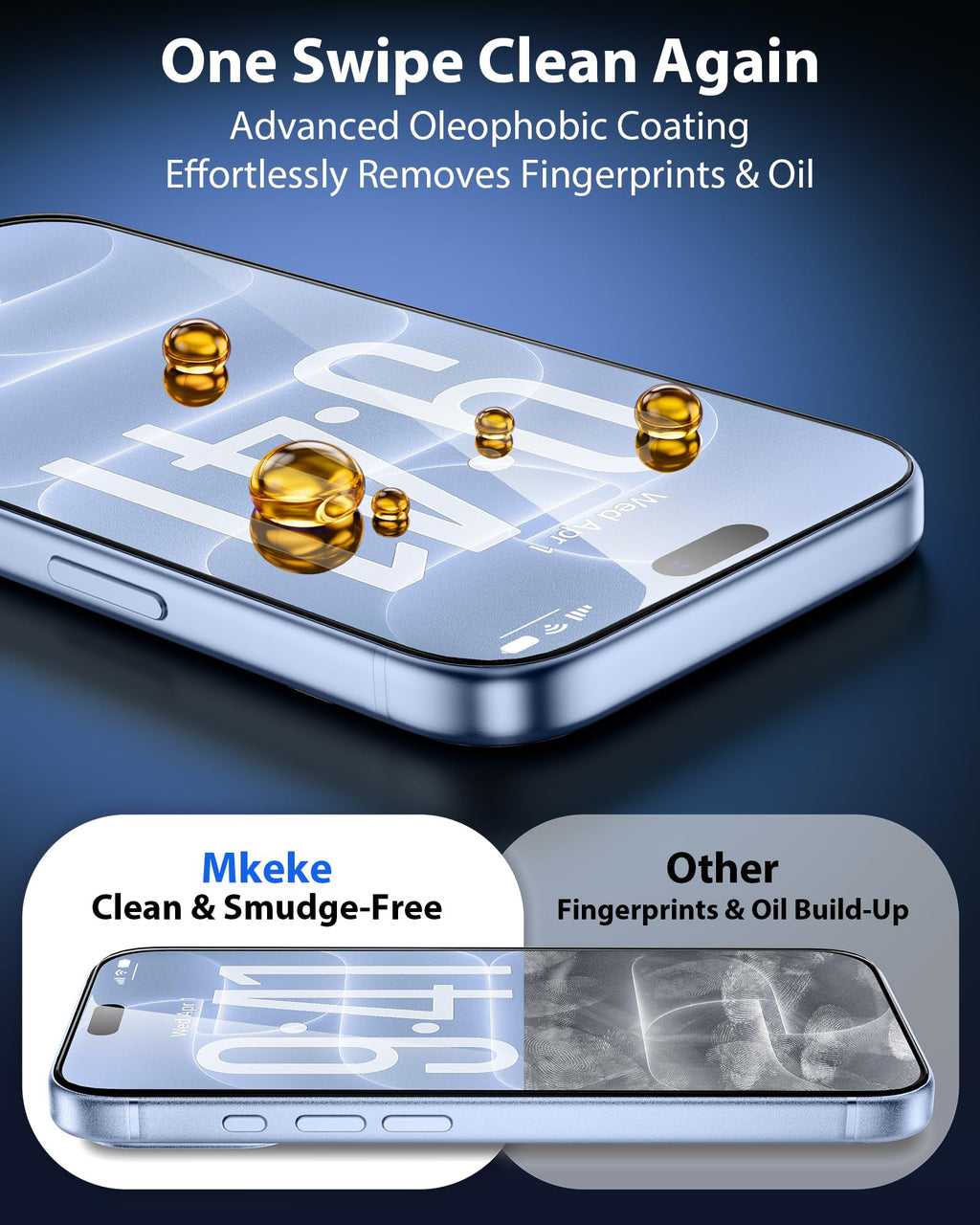 Mkeke Screen Protector for iPhone 17 Pro, 3 Pack 9H+ Tempered Glass
