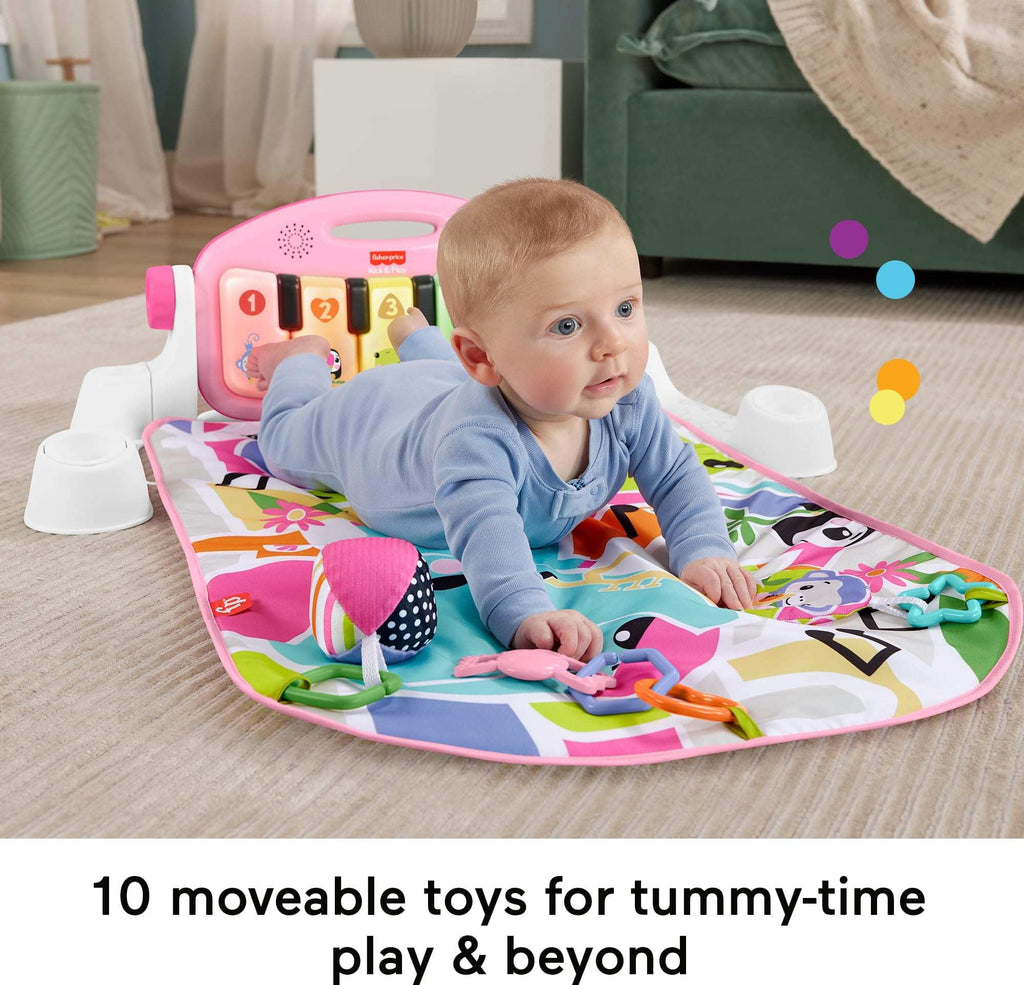 Fisher-Price Glow and Grow Kick & Play Piano Gym, Blue