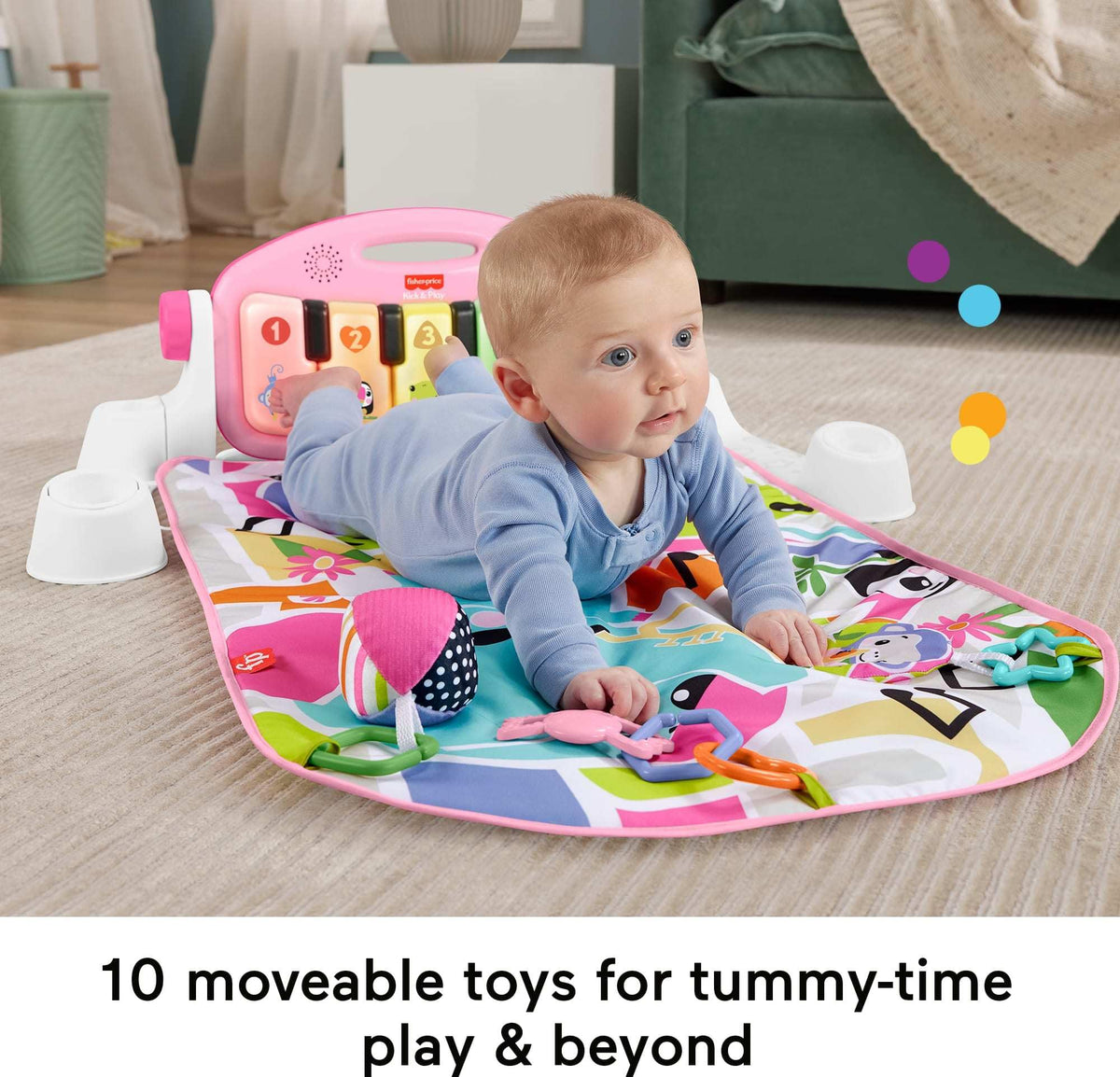 Fisher-Price Glow and Grow Kick & Play Piano Gym, Blue