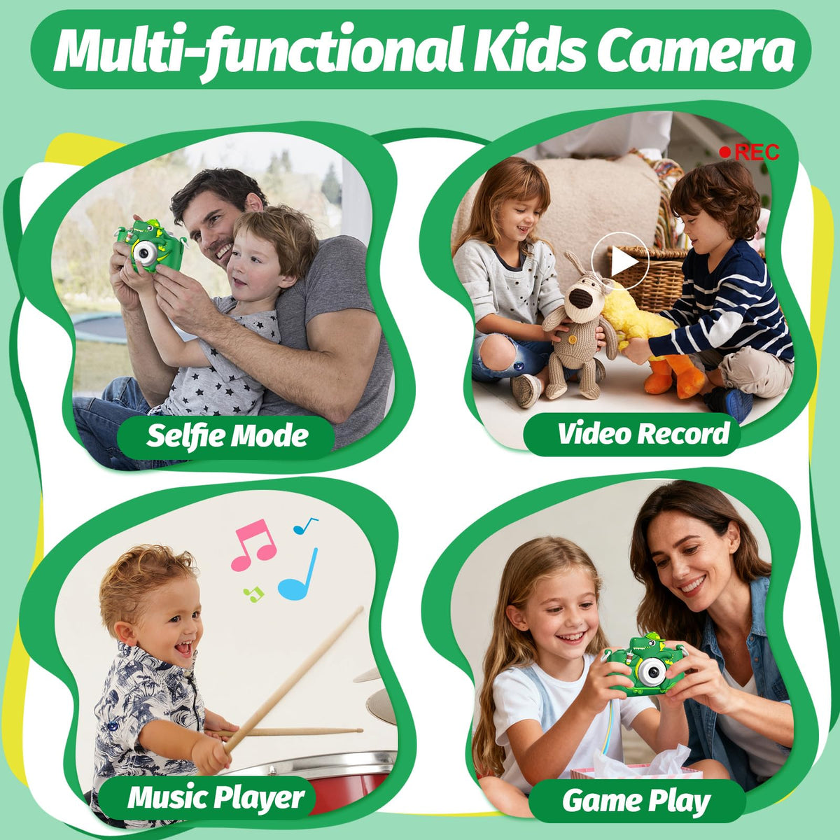 Goopow Kids Camera Toys for 3-8 Year Old Girls Boys,Children Digital Video Camcorder Camera with Cartoon Soft Cover, Best Chritmas Birthday Festival Gift for Kids