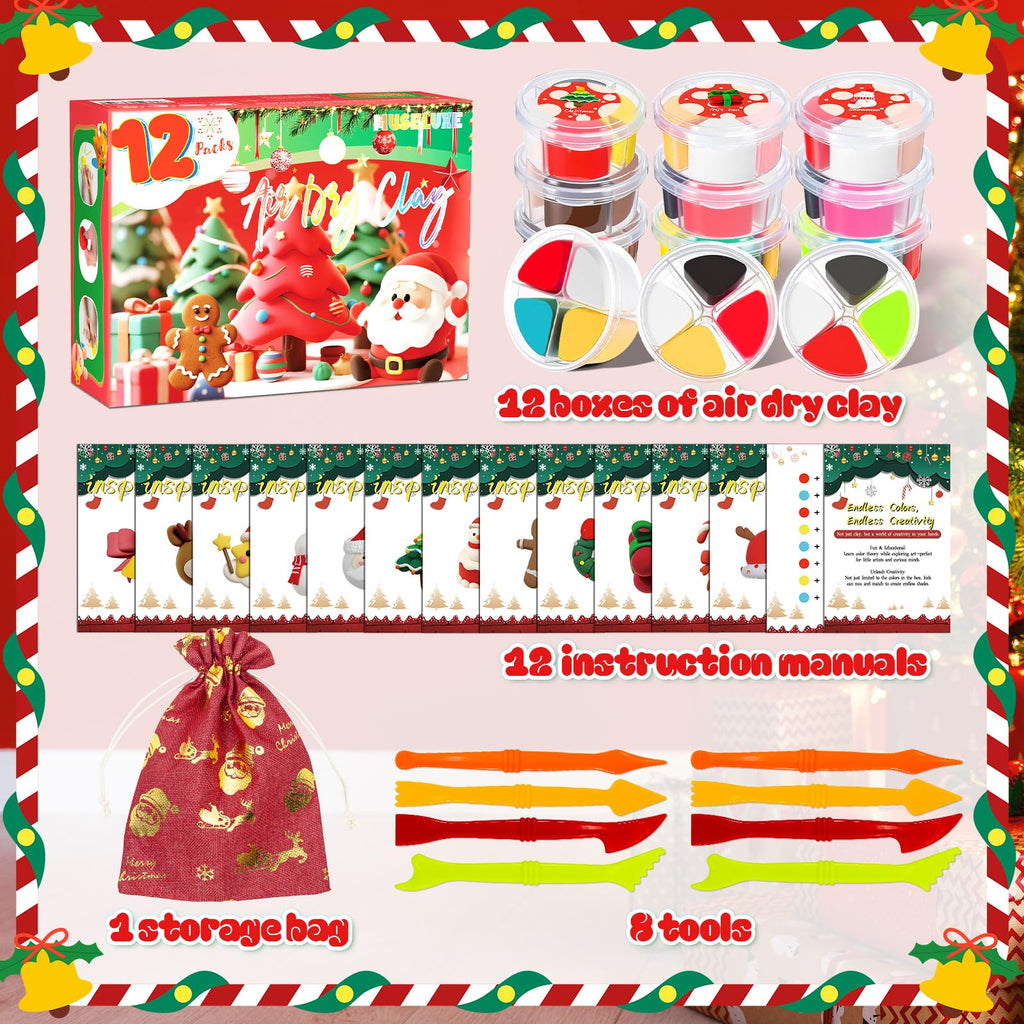 MuseLuxe Air Dry Clay - 32 Colors Modeling Clay Kit with 3 Sculpting Tools