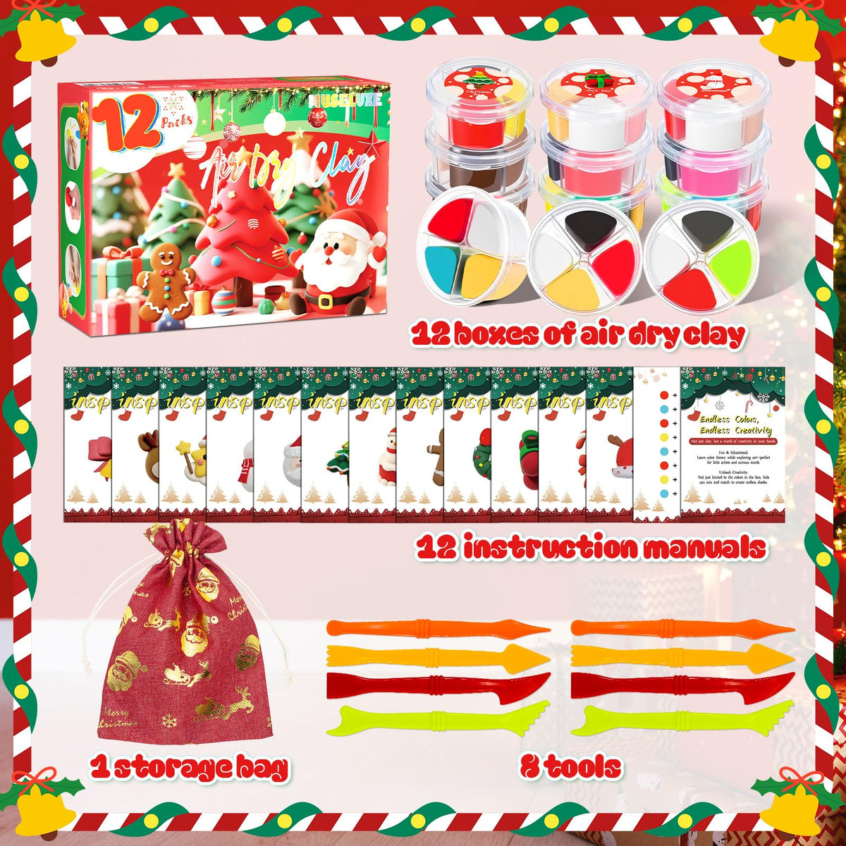 MuseLuxe Air Dry Clay - 32 Colors Modeling Clay Kit with 3 Sculpting Tools