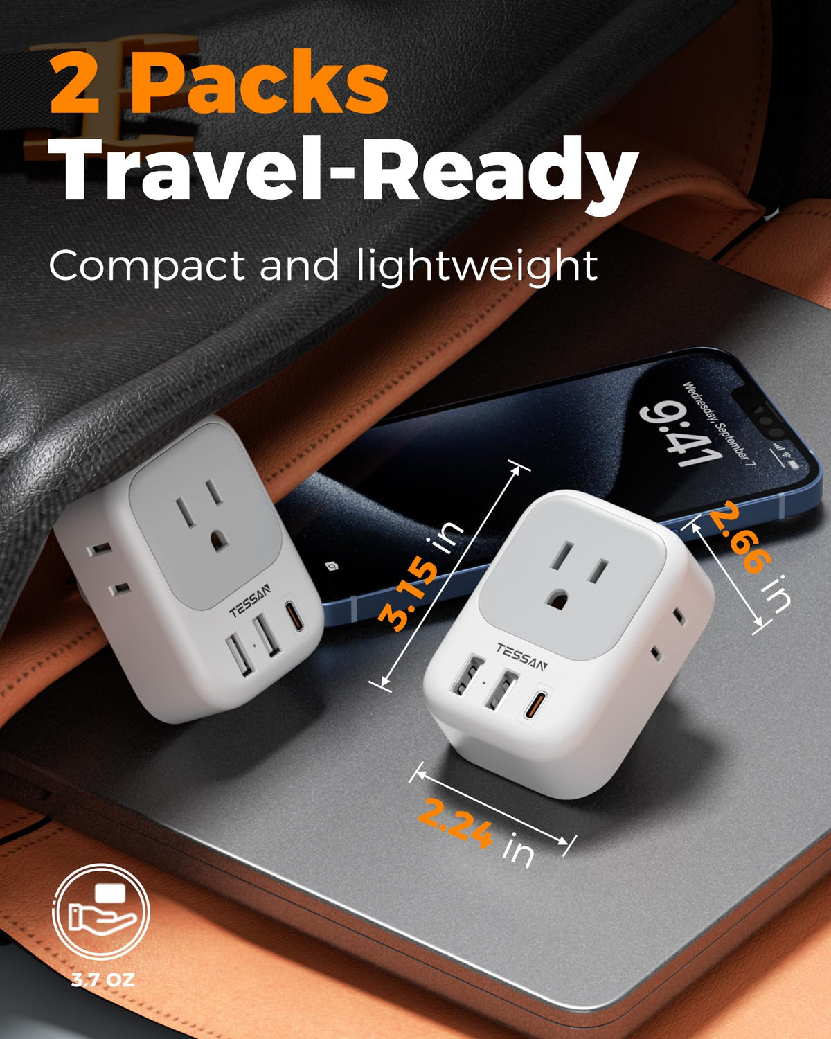 TESSAN European Travel Plug Adapter 2 Pack, Type C Plug