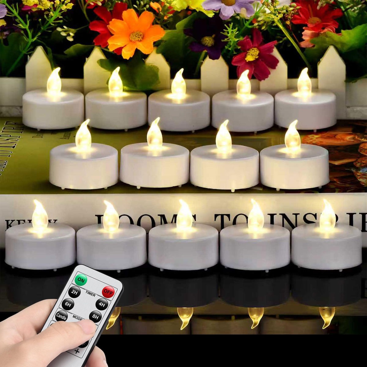 Battery Operated LED Tea Lights Flameless Flickering Candles 12PACK