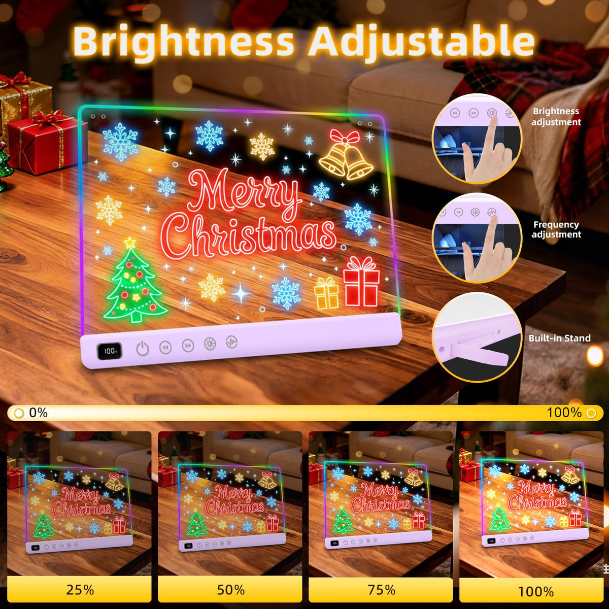 Led Drawing Board with 13 Light Effects, 16" Rechargeable Glow Doodle LED Note Board with Colors, Neon Light Up Drawing Tablet Gifts for Kids for Easter Birthday Christmas Gift Ideas