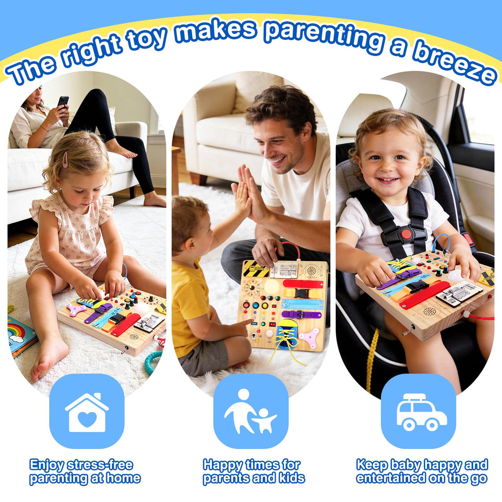 Grarain Busy Board for Toddlers - Montessori Educational Toy for 1-3 Year Old Boys & Girls | Travel-Friendly Sensory Learning Activity | Ideal for Kids with Autism(Unicorn Busy Board v2)