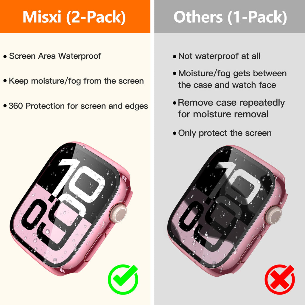 Misxi 2-Pack Waterproof Case for 41mm Apple Watch Series 9/8/7
