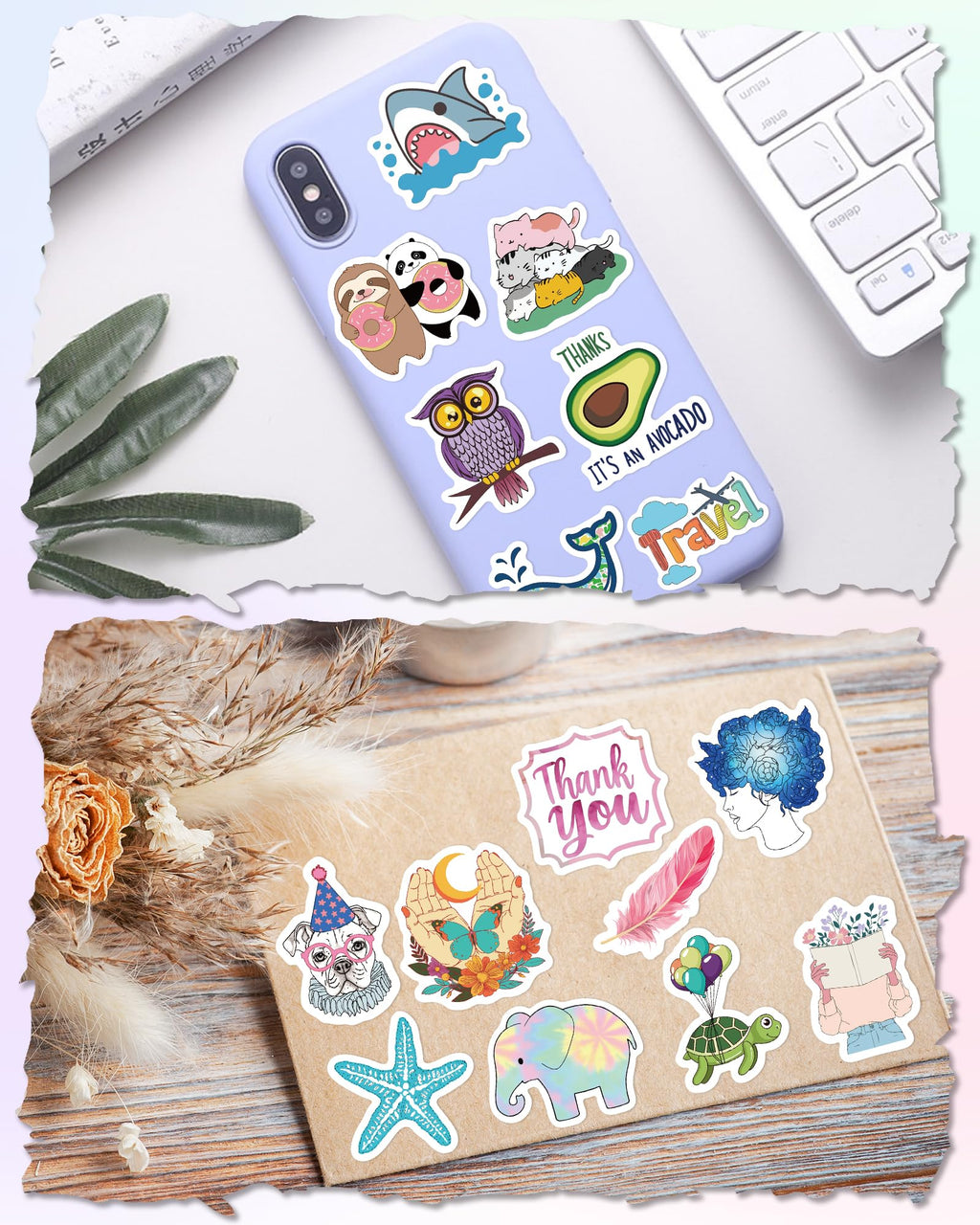 600 Pcs/Pack Water Bottle Stickers for Kids, Cute Vinyl Waterproof Stickers