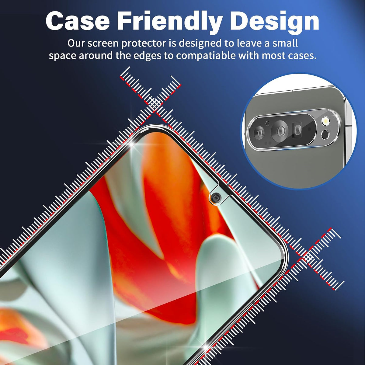 letosan 3 Pack for Google Pixel 11 Pro Screen Protector Tempered Glass + 3 Pack Camera Lens Protector, Military Grade Shatterproof, 9H Hardness, Fingerprint Unlock,Case Friendly 6.3 Inch