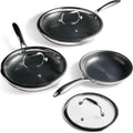HexClad 6pc Hybrid Nonstick Frying Pans Set with Lids, 8, 10 & 12" Pans