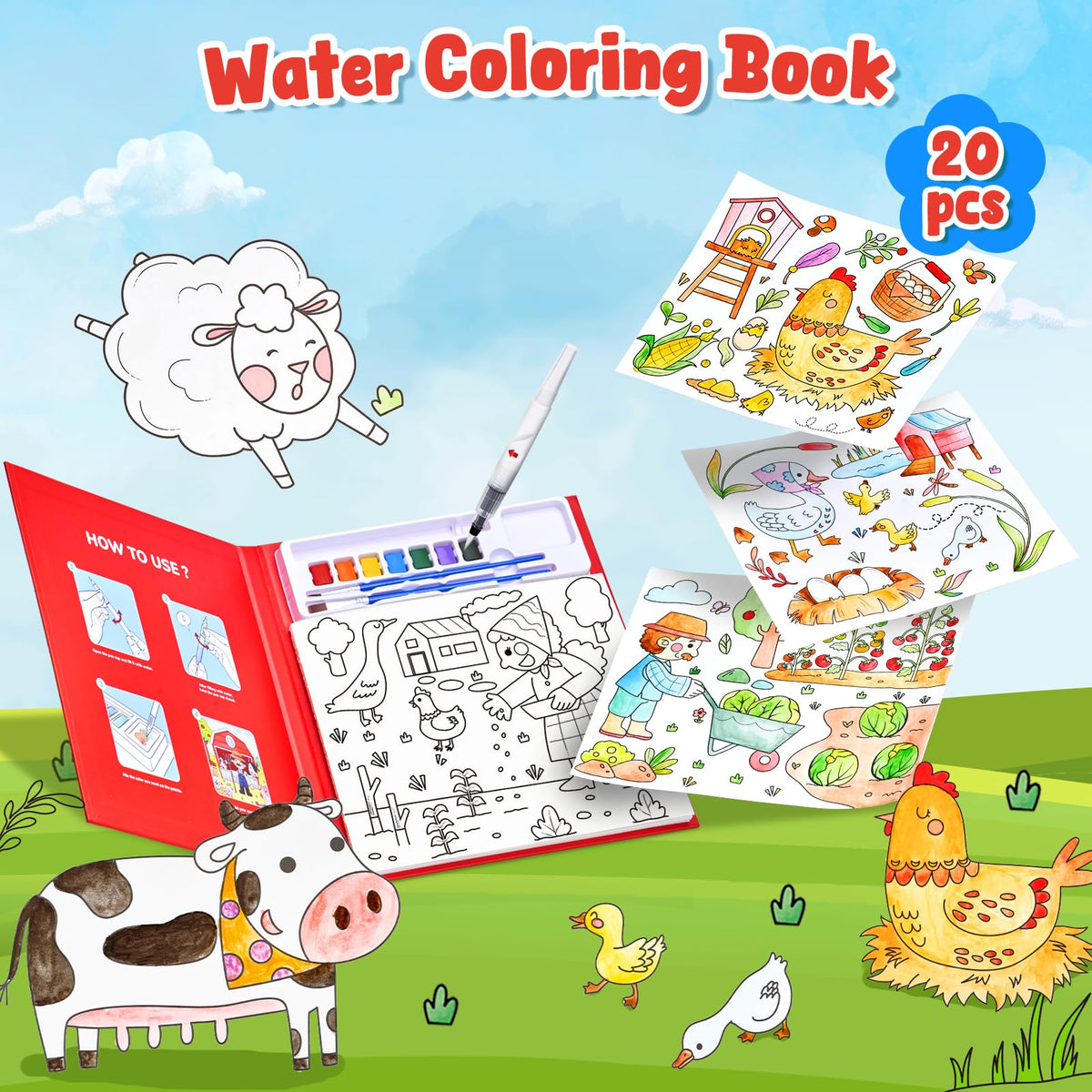 JoyCat Paint with Water Coloring Books for Toddlers (Magical Pony)