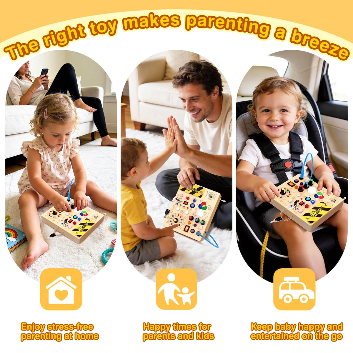 Grarain Busy Board for Toddlers - Montessori Educational Toy for 1-3 Year Old Boys & Girls | Travel-Friendly Sensory Learning Activity | Ideal for Kids with Autism(Unicorn Busy Board v2)