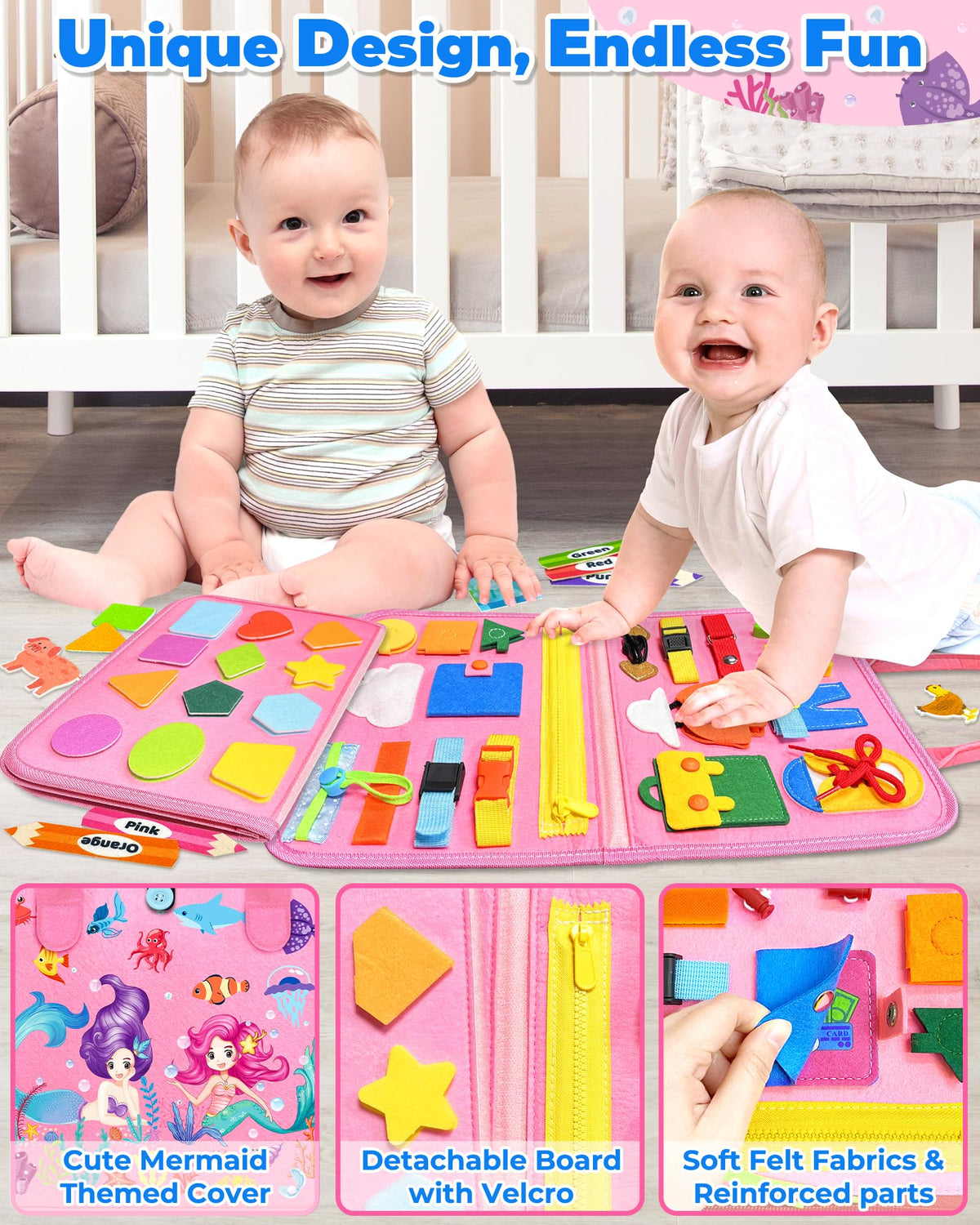 Gojmzo Busy Board Montessori Toys for Toddler Boy Girl Gifts Busy Book