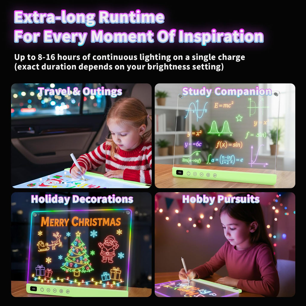 Led Drawing Board with 13 Light Effects, 16" Rechargeable Glow Doodle LED Note Board with Colors, Neon Light Up Drawing Tablet Gifts for Kids for Easter Birthday Christmas Gift Ideas