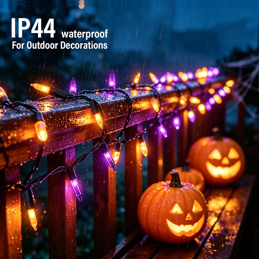 TW SHINE Orange Halloween Lights, 20FT 100 Count Incandescent Mini String Lights, Waterproof Halloween Decorations for Outdoor Indoor Patio Home Party Garden Yard Decor