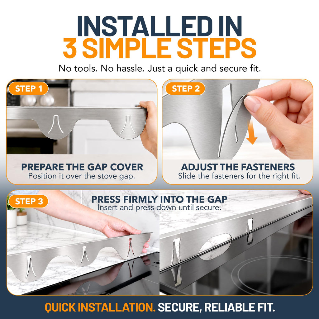 Linda’s Essentials Silicone Stove Gap Covers (2 Pack), Heat Resistant Oven Gap Filler Seals Gaps Between Stovetop and Counter, Easy to Clean Stove Gap Guard (21 Inches, Black)