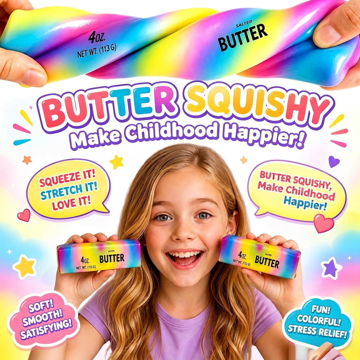 Butter Squishy,Squeeze Toys,2026 New Soft Novelty Toy,Realistic Butter Stick Fidget, Slow Rising Soft Stress Toy for Adults Stress Relief & Anxiety Relief (Butter-1PCS)