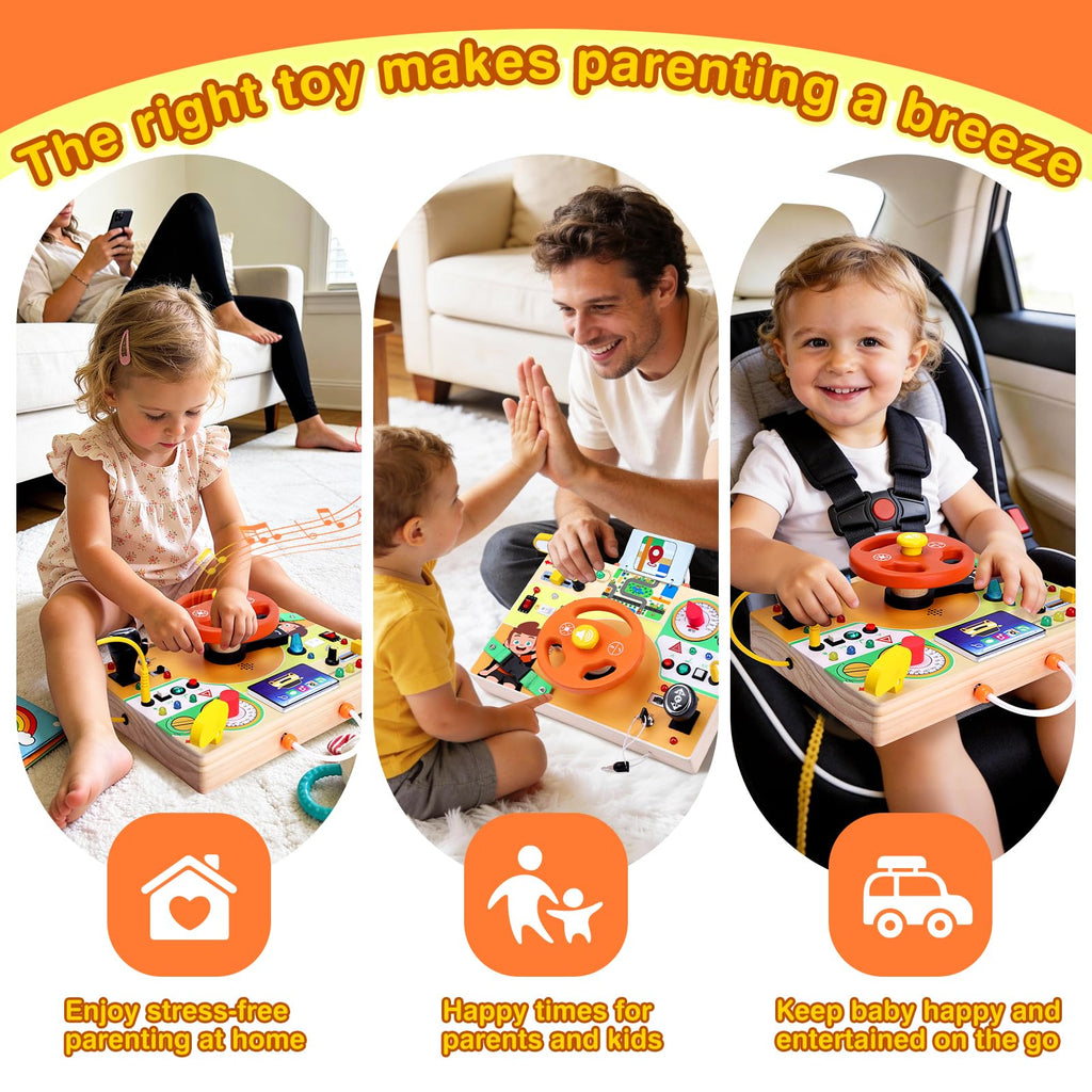 Grarain Busy Board for Toddlers - Montessori Educational Toy for 1-3 Year Old Boys & Girls | Travel-Friendly Sensory Learning Activity | Ideal for Kids with Autism(Unicorn Busy Board v2)