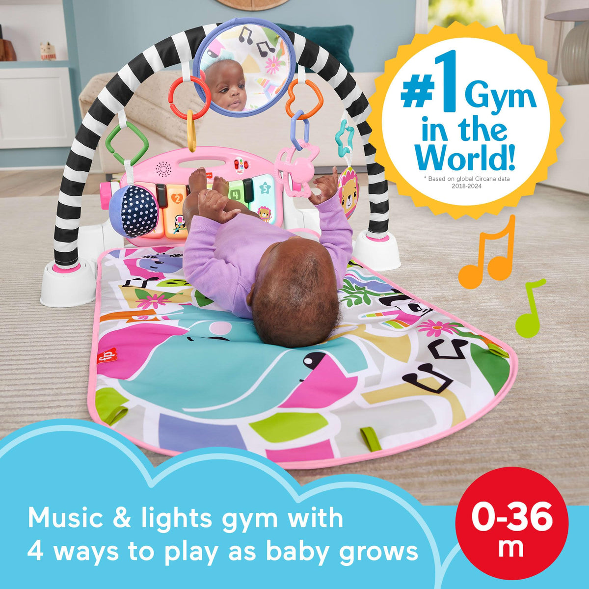 Fisher-Price Glow and Grow Kick & Play Piano Gym, Blue