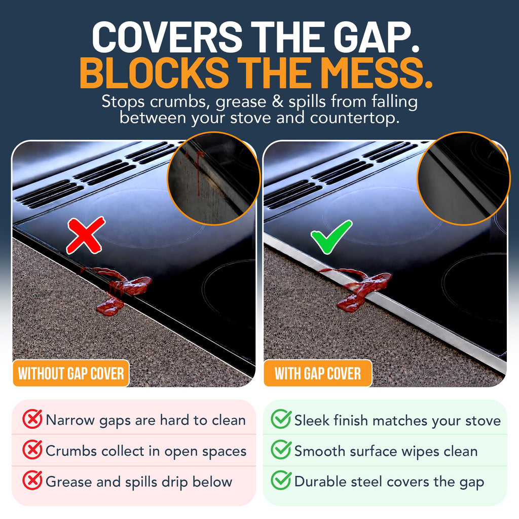 Linda’s Essentials Silicone Stove Gap Covers (2 Pack), Heat Resistant Oven Gap Filler Seals Gaps Between Stovetop and Counter, Easy to Clean Stove Gap Guard (21 Inches, Black)