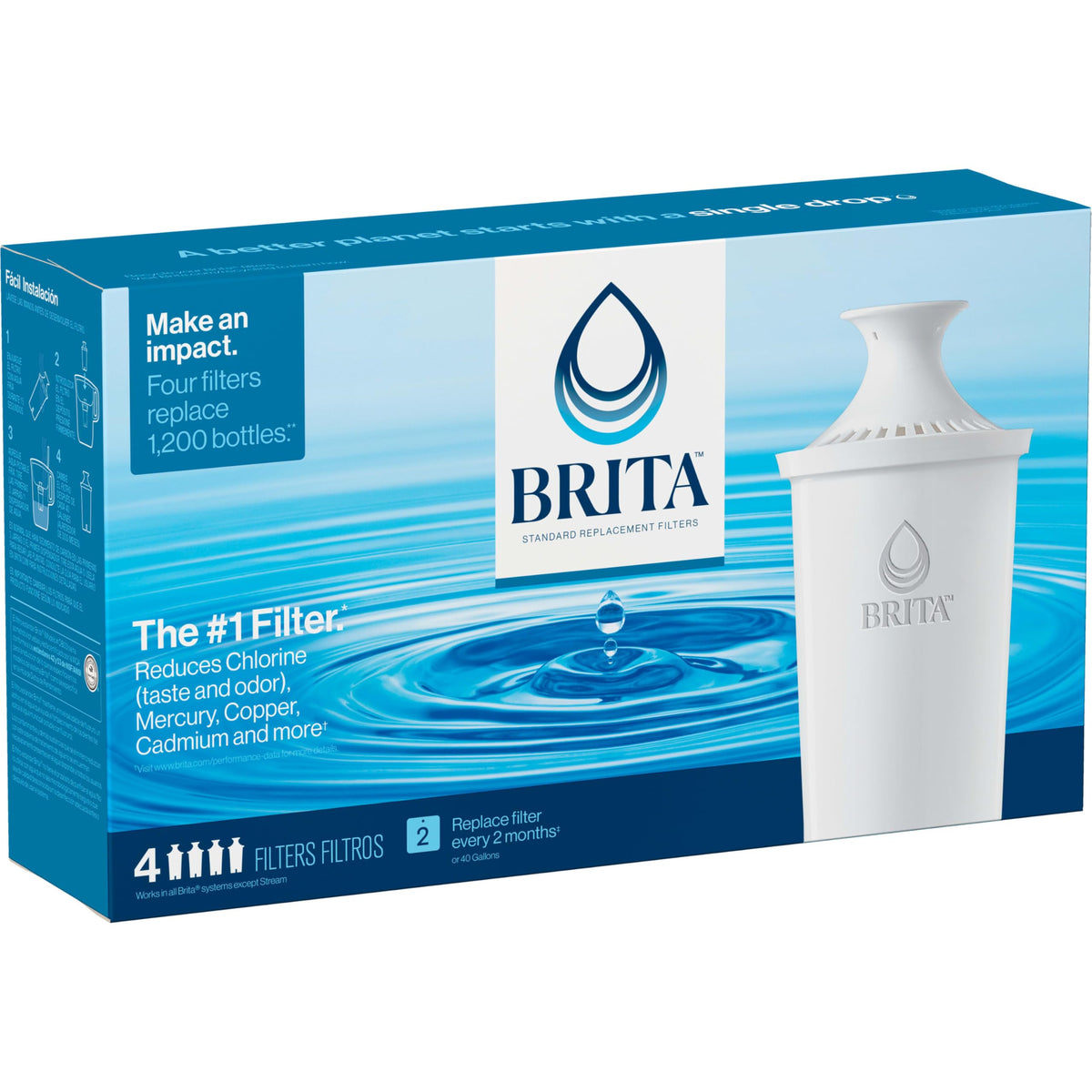 Brita Original Replacement Water Filter, Pitchers and Dispensers, 3 Pack