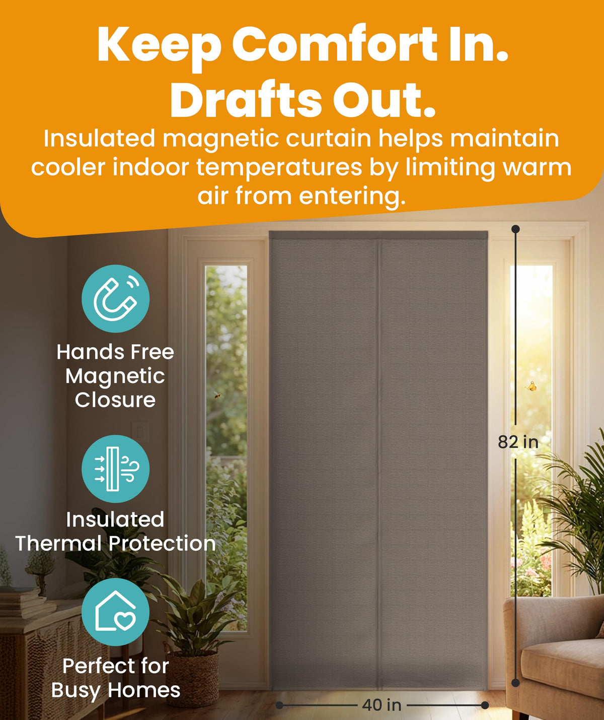 Flux Phenom Magnetic Screen Door (White) - Bugs Out, Breeze in - 9min Install Auto-Sealing Heavy Duty Double Stitched Mesh, 52 Magnets, Hands Free Patio Doors Net, Pet & Kid Friendly, 38 x 82 Inch