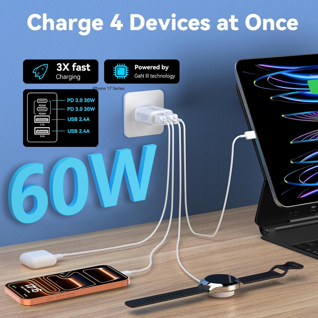 USB C Charger Block Multiple Ports Wall Charger Fast Phone Charging Blocks