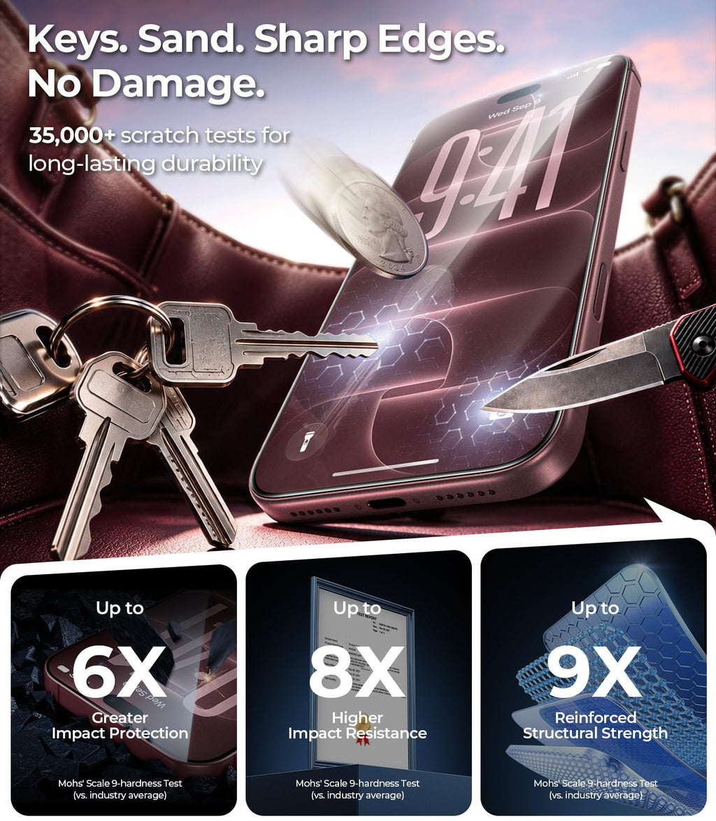 DIMONCOAT Top 9H++ Glass 2 Pack for iPhone 17 Pro Screen Protector 6.3''