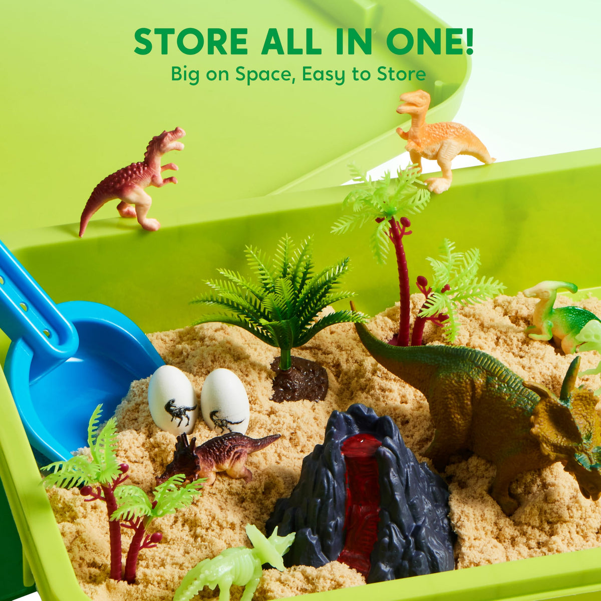 JOVA Klever Kits Construction Sensory Bin for Kids with Glow in The Dark Stones, Sandbox with Lid Castle Building kit, Preschool Learning Activities Gifts for Boys Girls Age 3+