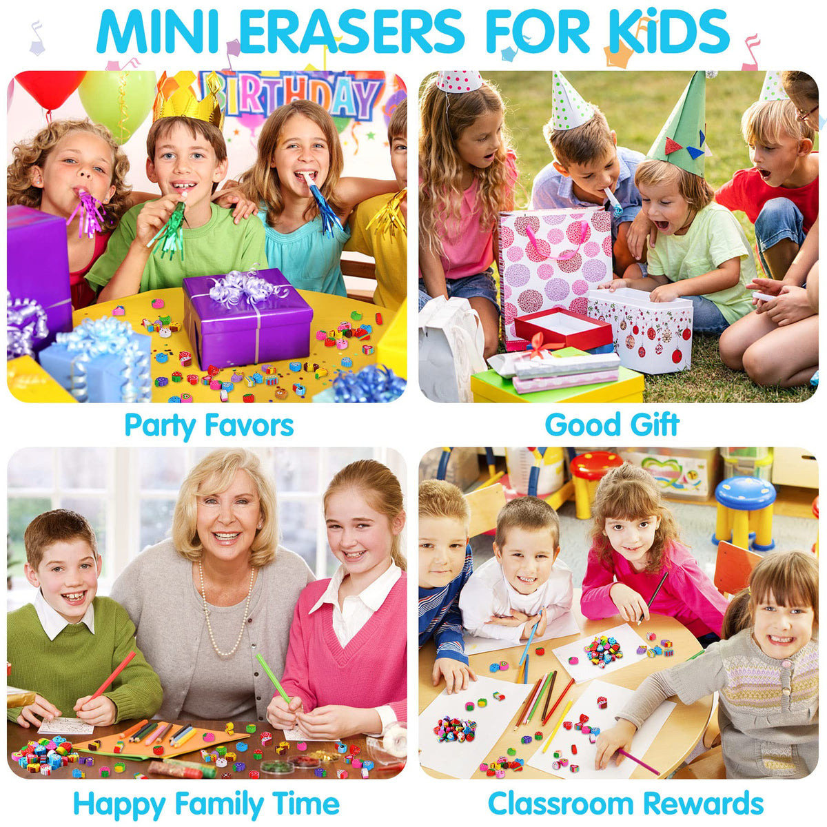 JUNEBRUSHS 150Pcs Fall Mini Erasers, Cute Thanksgiving Erasers Bulk