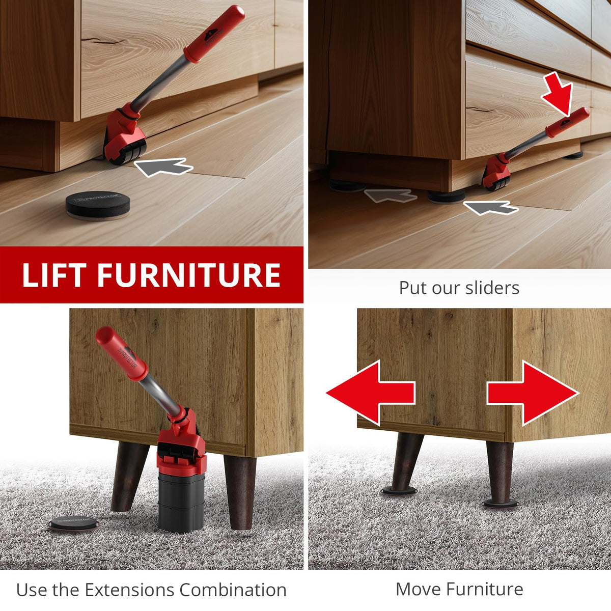 Felt Furniture Sliders for Hardwood Floors X-PROTECTOR 16 PCS 3 ½”