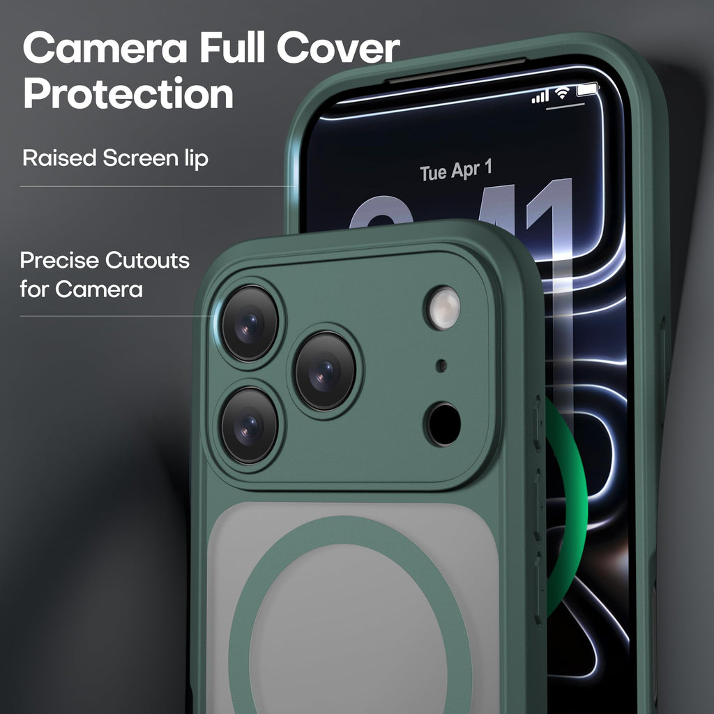 ImpactStrong Magnetic Guard Designed for iPhone 13 Case [Camera Protection] [Military Grade Drop Tested] [Compatible with MagSafe] Slim Translucent Matte Phone Case (6.1") - Black