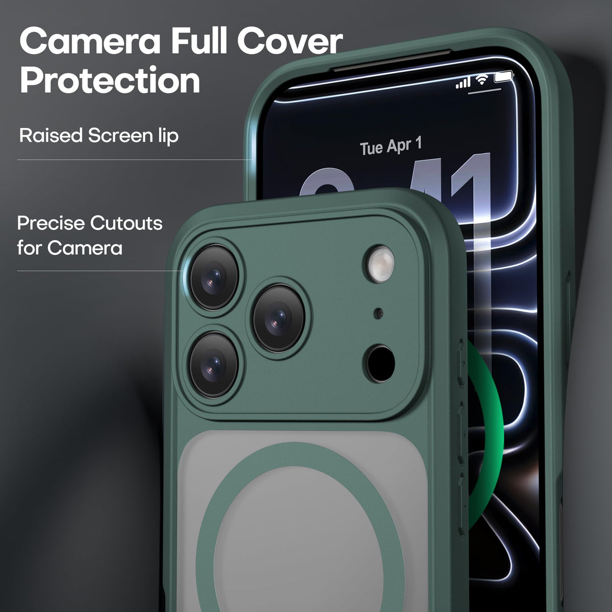 ImpactStrong Magnetic Guard Designed for iPhone 13 Case [Camera Protection] [Military Grade Drop Tested] [Compatible with MagSafe] Slim Translucent Matte Phone Case (6.1") - Black
