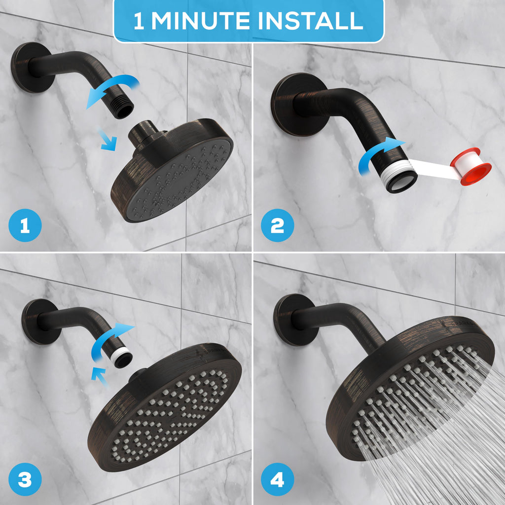 SparkPod Rain Shower Head, 6 Inch Round, Luxury Polished Chrome Finish