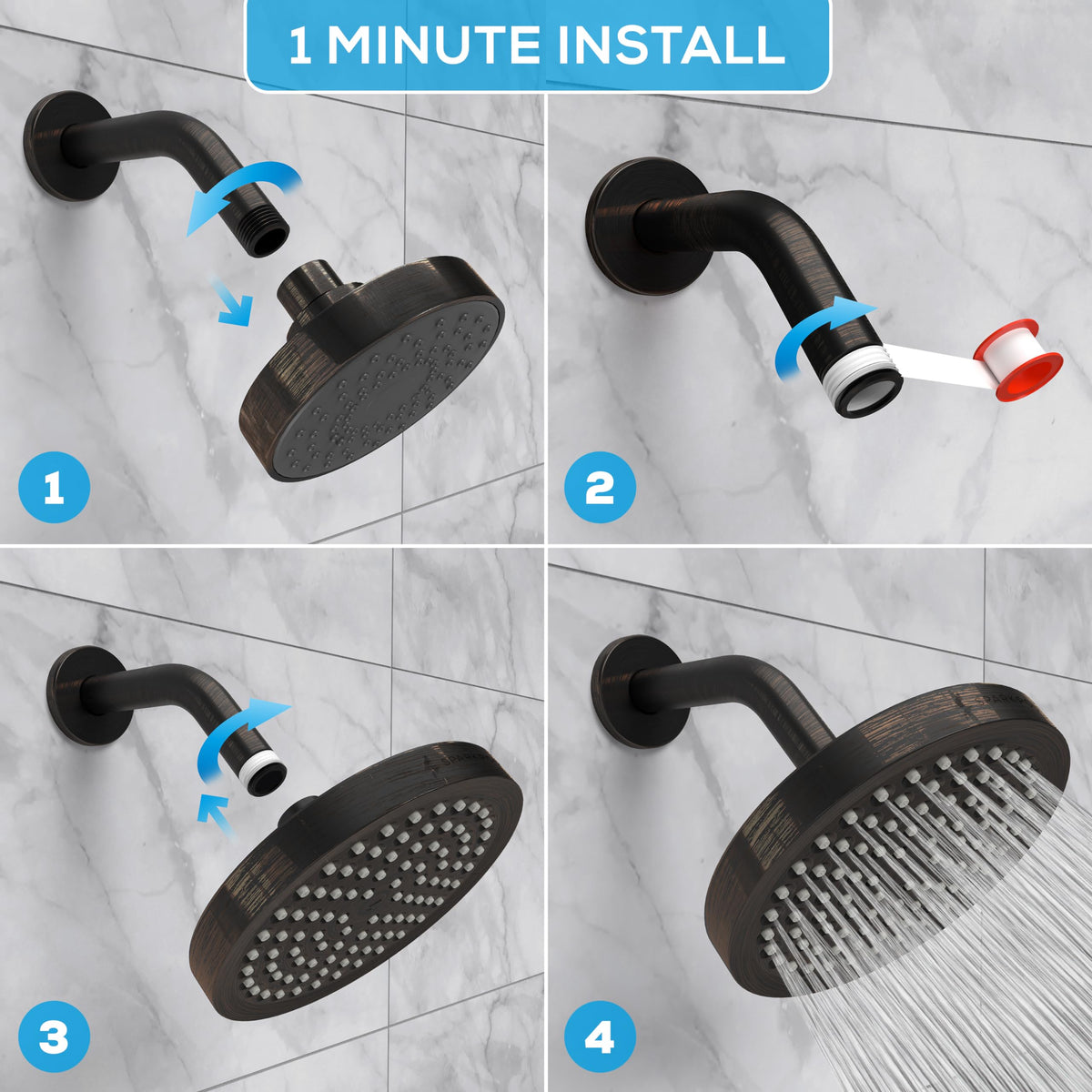 SparkPod Rain Shower Head, 6 Inch Round, Luxury Polished Chrome Finish
