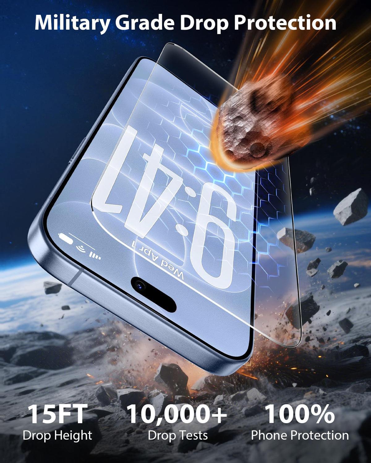 Mkeke Screen Protector for iPhone 17 Pro, 3 Pack 9H+ Tempered Glass