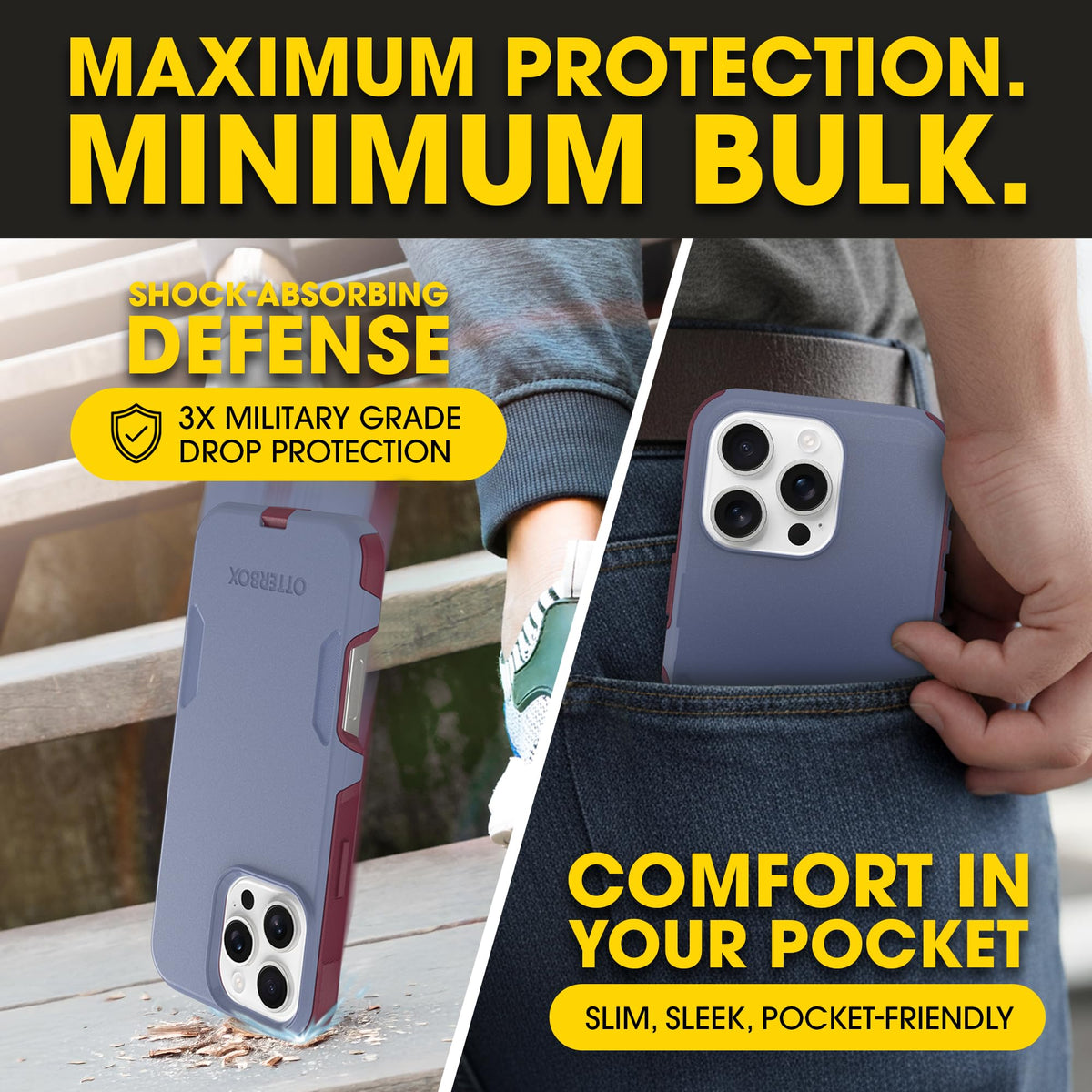 OtterBox iPhone 16 Commuter Series Case - Baby Blue Jeans, Thin & Protective iPhone Case, Dual-Layer, Impact Absorbing iPhone Case