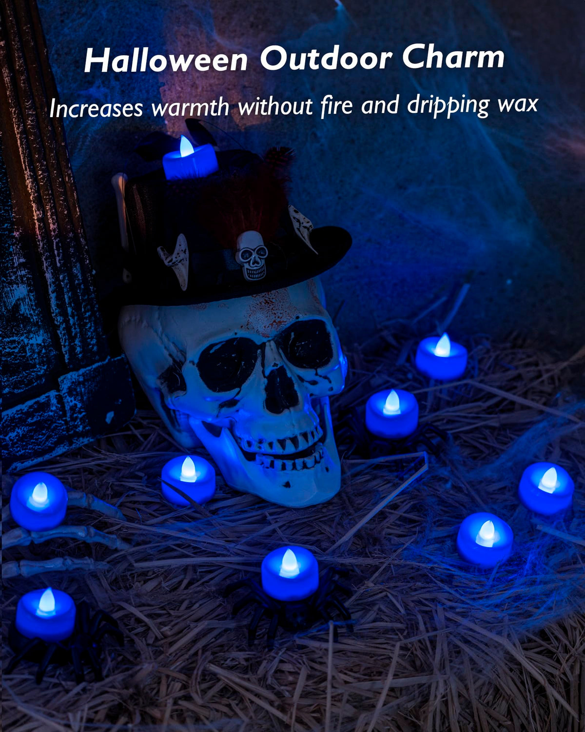 merrynights LED Candles, Tea Lights Candles Battery Operated Bulk, 24-Pack Long-Lasting 200 Hours Flameless Tealight Candles, Realistic Tea Lights for Halloween Christmas Wedding, 1.5'' D X 1.25'' H