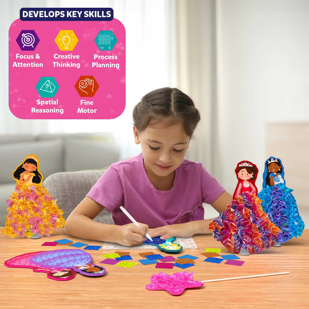 Skillmatics Poke-in Art – Disney Princesses, Wood Craft Kit, Gift for Kids