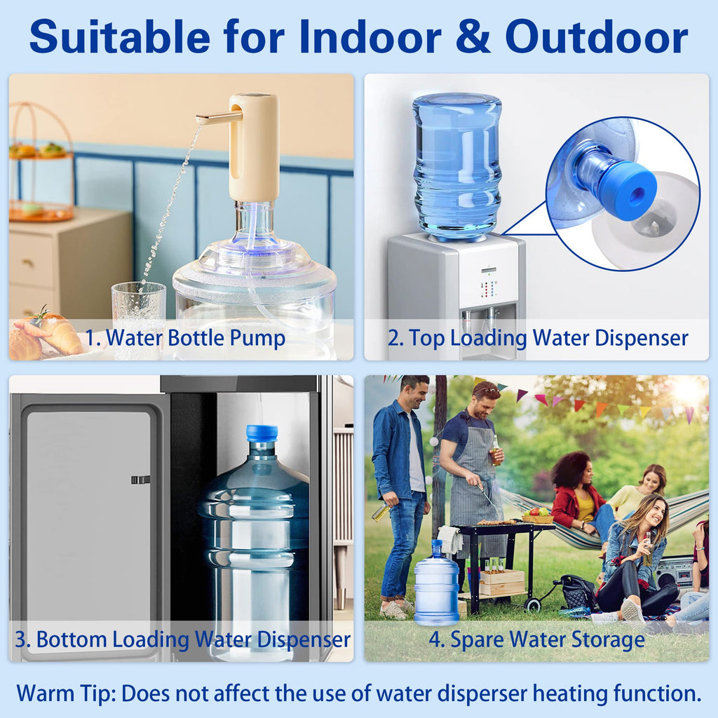 Gofriipai 3 and 5 Gallon Water Jug Cap, Reusable Silicone Bottle Lid Covers