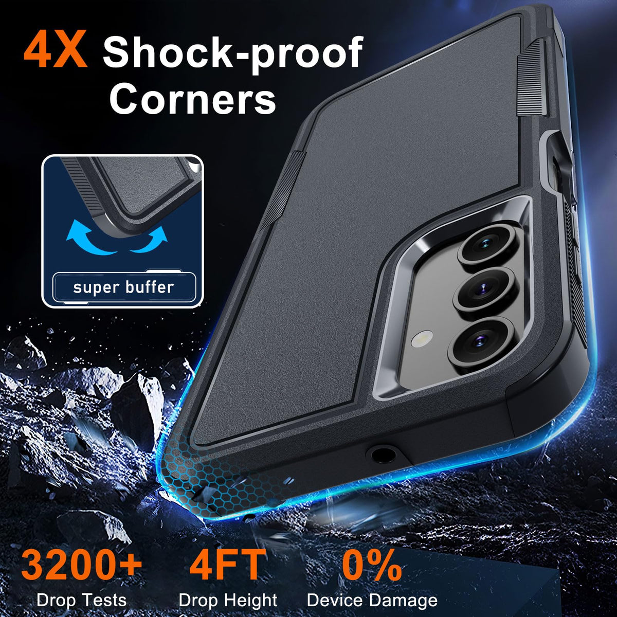 Case for Samsung Galaxy A36/A56/A27,Full Body Heavy Duty Cover,Black Matte