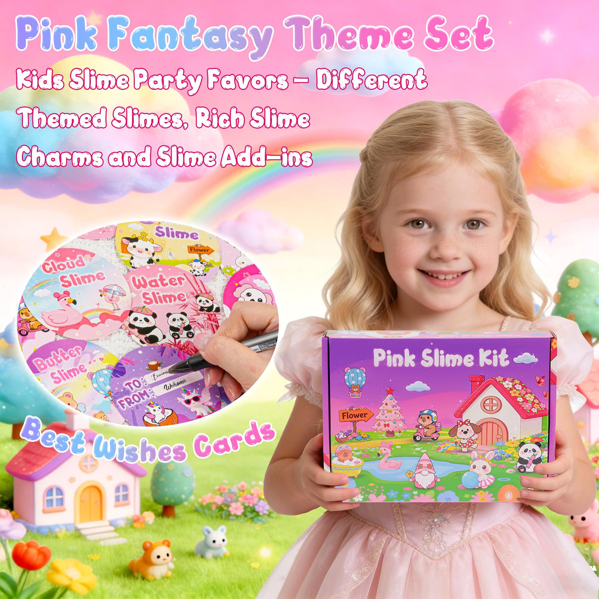 6-Pack Pink Slime Kit for Girls, Cloud Butter Squishy Birthday Gift Set