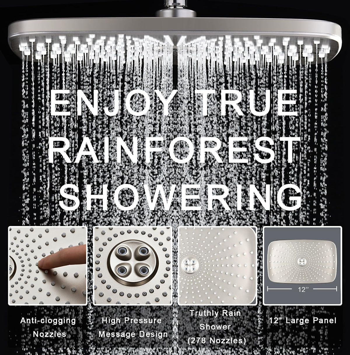 Rain Shower Head with Handheld Showerhead, Chrome 1.8GPM 460311
