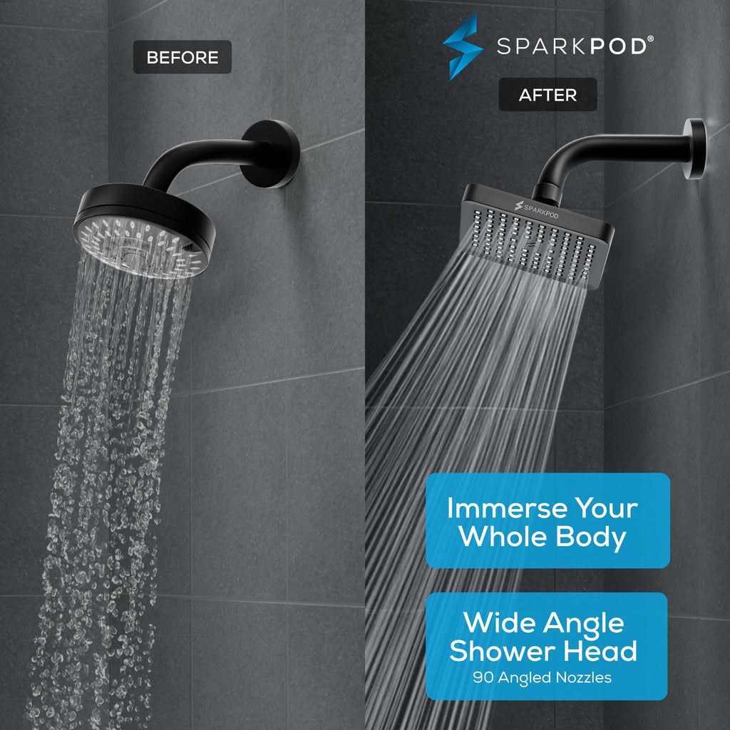 SparkPod Rain Shower Head, 6 Inch Round, Luxury Polished Chrome Finish