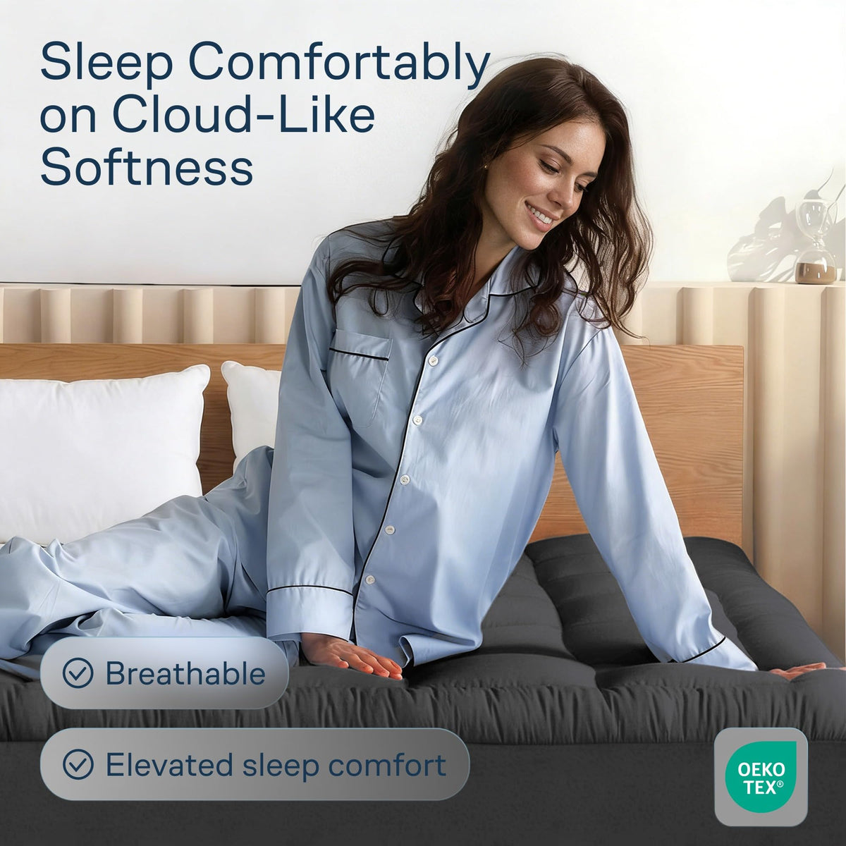 Niagara Sleep Solution 100% Cotton Top Queen Size Mattress Pad, Pillow Top