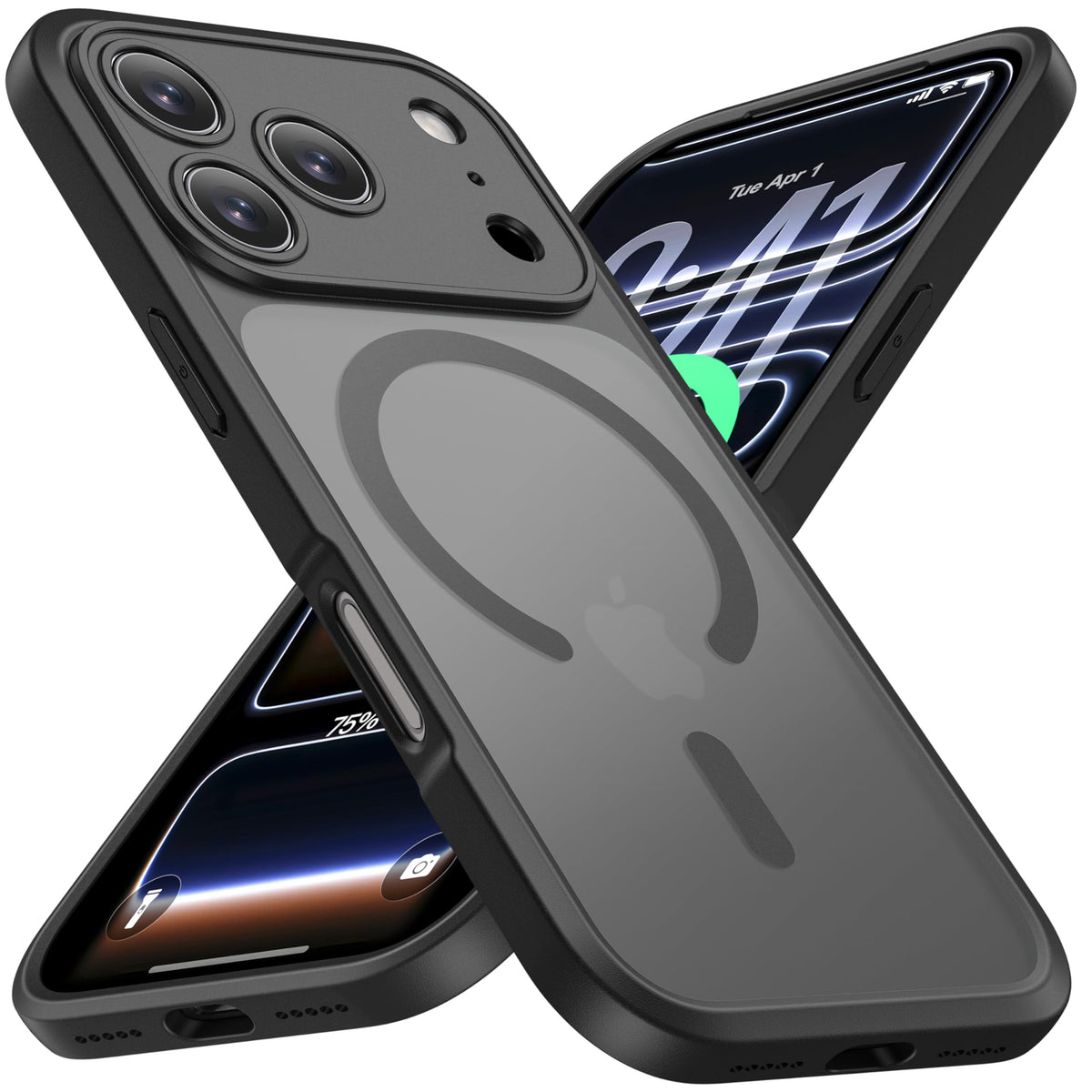 ImpactStrong Magnetic Guard Designed for iPhone 13 Case [Camera Protection] [Military Grade Drop Tested] [Compatible with MagSafe] Slim Translucent Matte Phone Case (6.1") - Black