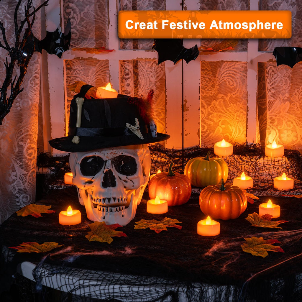 merrynights LED Candles, Tea Lights Candles Battery Operated Bulk, 24-Pack Long-Lasting 200 Hours Flameless Tealight Candles, Realistic Tea Lights for Halloween Christmas Wedding, 1.5'' D X 1.25'' H